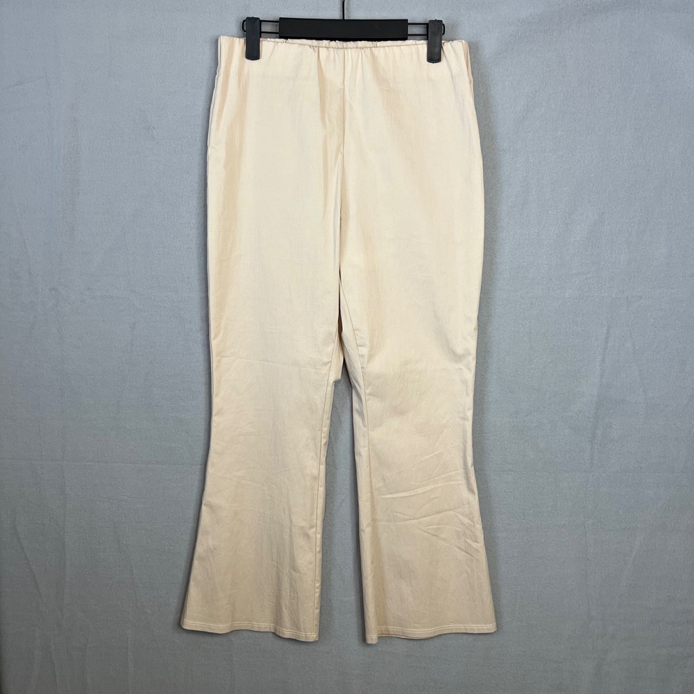 Jude Connally Crop Flare Size S Biege Pull On Made in USA Neutral Minimalist NEW